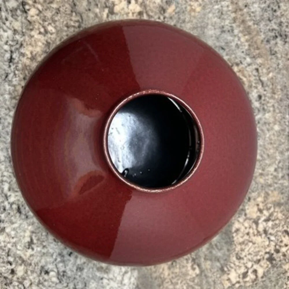 AMANO Germany 629-13 Art Pottery Squat Vase Oxblood Red 5.5”T x 9”Diameter EUC